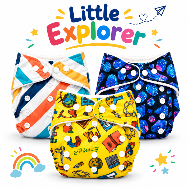 Reusable Baby Cloth Diaper with Cotton Pad – Soft & Quick Absorb