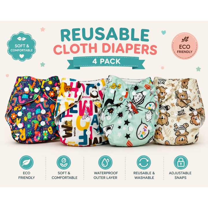 Reusable Baby Cloth Diaper (0–2 Years) – Adjustable & Washable