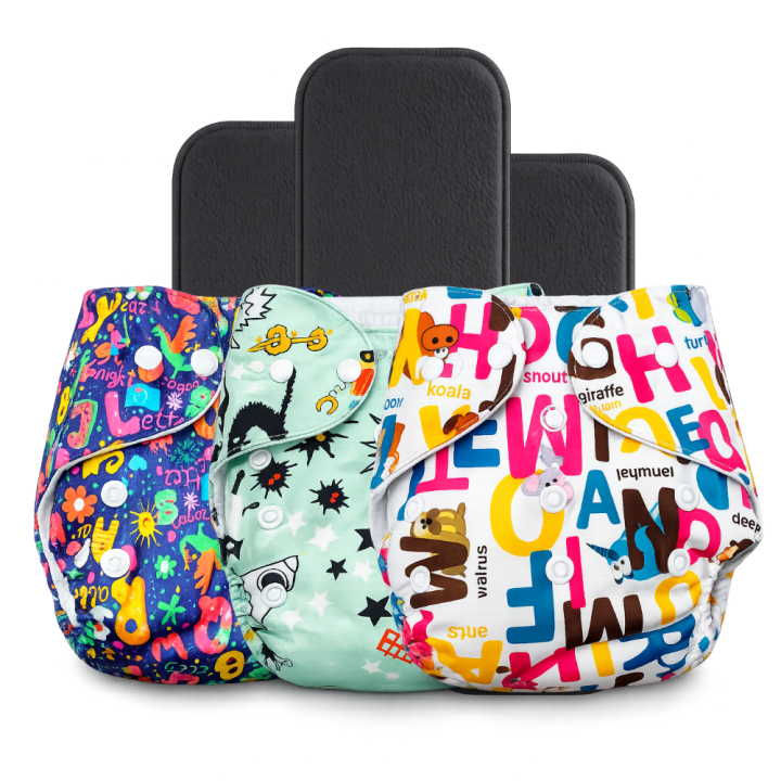 Reusable Button Diaper (Pack of 3) for Babies – Adjustable, Washable & Eco-Friendly Nappies (0–3 Years) upto 12kg
