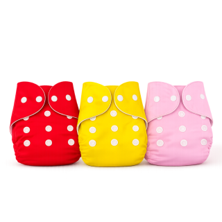 Reusable Button Diaper - Plain (Pack of 3) for Babies – Adjustable, Washable & Eco-Friendly Nappies (0–3 Years) upto 12kg