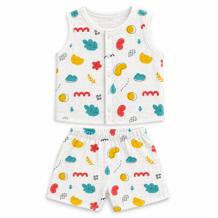 Muuma Newborn Baby Muslin Combo – Jabla Button, Co-ord Set, Bath Towel, Hooded Towel, Cap Mitten Booty Set & Wipes