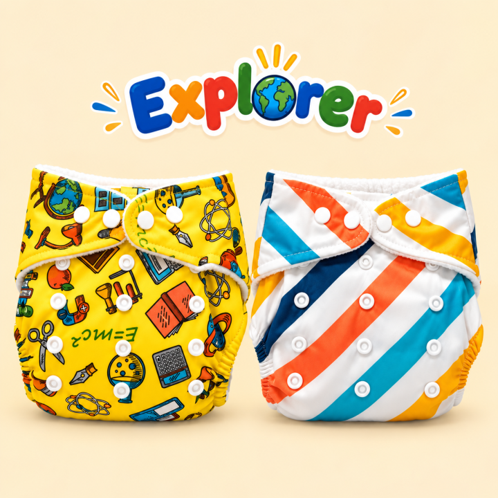 Reusable Baby Cloth Diaper with Cotton Pad – Soft & Quick Absorb